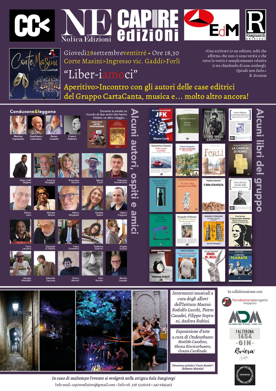 Aperitivo-incontro con gli autori a "Corte Masini" a Forlì - Giovedì 28 settembre ore 18,30