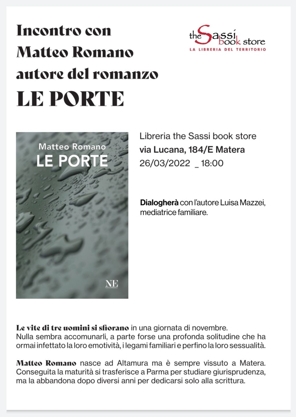 Presentazione LE PORTE Matteo Romano a Matera