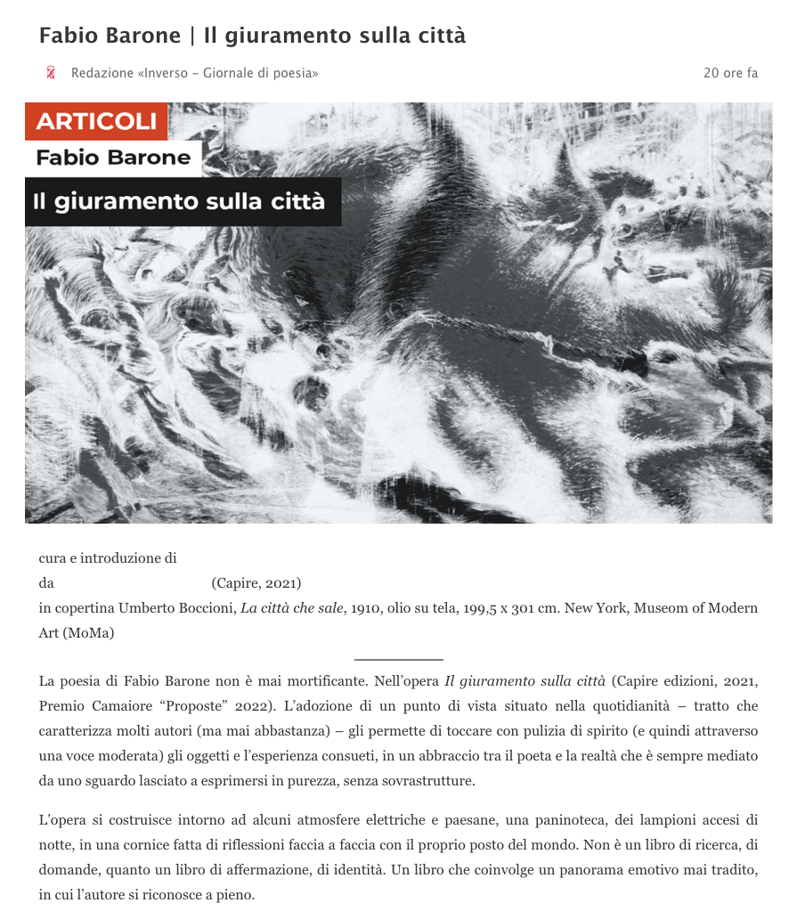 Il giuramento sulla città Fabio Barone