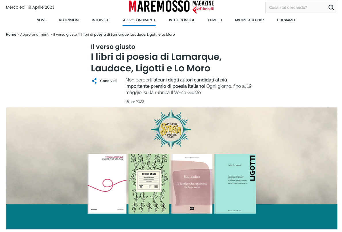 Eva Laudace Premio strega Poesia Le bambine dai capelli rossi