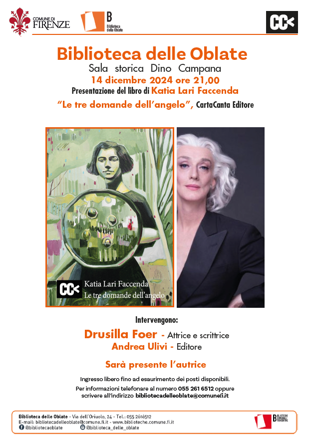 Presentazione "Le tre domande dell'angelo" assieme a Drusilla Foer